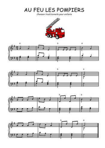 Téléchargez l'arrangement pour piano de la partition de Au feu les pompiers en PDF